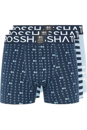 Crosshatch Heren Gridline Boxershorts (Pack of 3) (Denim )