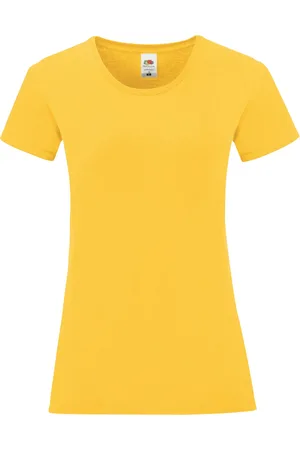 Fruit Of The Loom Vrouwen/dames Iconisch T-Shirt (Zonnebloem)