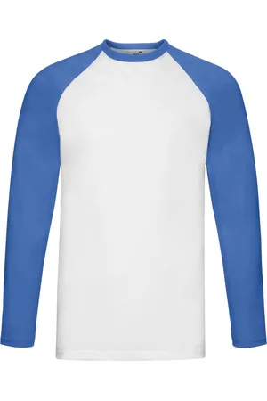 Fruit Of The Loom Heren Contrast Honkbal T-shirt met lange mouwen ( /royaal blauw)