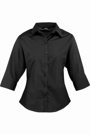 Premier Dames/Dames Popeline 3/4 Mouwen Blouse
