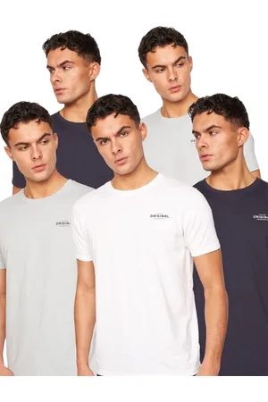 Crosshatch Heren Bailtee T-shirt (5-pack) (Marine / Blauw / Wit)