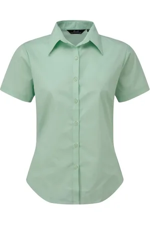Premier Popeline blouse met korte mouwen / Gewoon werkoverhemd (Aqua)