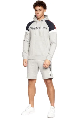 Crosshatch Heren Reginald Hoodie en Shorts Set (Grijze Mergel)