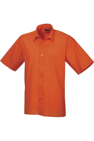 Premier Heren Korte Mouw Formele Poplin Gewoon Werk Shirt