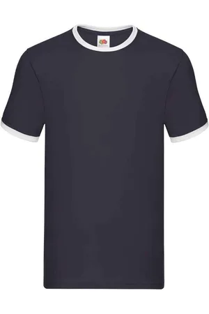 Fruit Of The Loom Heren Ringer Contrast T-shirt (Marine / Wit)