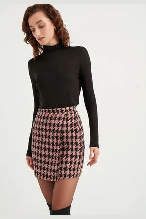 HERITA Minirok met pied-de-poule-patroon