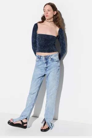 No Matter What Apparel Lange Mouw Vierkante Hals Crop Velvet Top