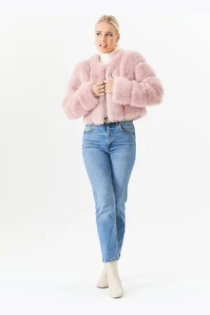 Gini London Crop jack van imitatiebont met paneel