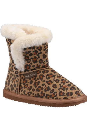 Hush Puppies Meisjes Ashlynn pantoffels met luipaardprint in suède