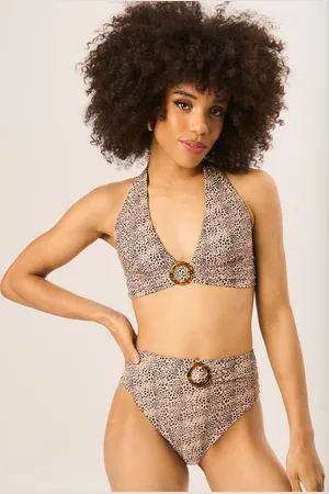 Gini London Halterbikinitop met dierenmotief en ringdetail