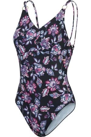 Speedo Dameszwempak Shaping Printed Strappy 1 Piece Swimsuit in Black
