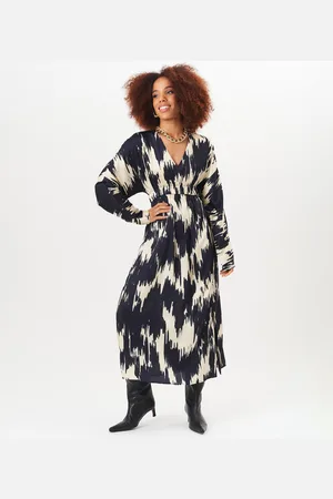 Gini London Midi-jurk met abstracte print en elastische taille