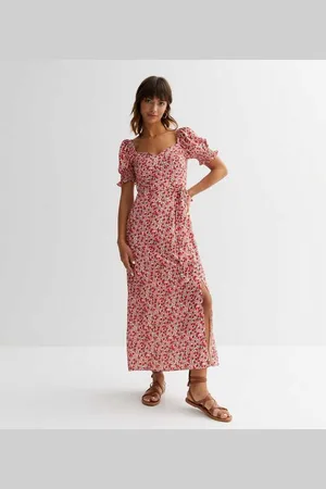 Gini London Ditsy midi-jurk met rozenprint en riem