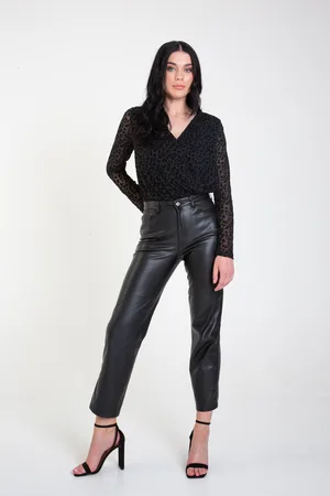 Gini London Burnout bodysuit met lange mouwen en dierenpatroon