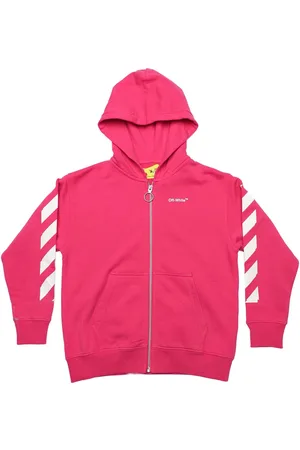 OFF-WHITE Off White Juniors Rubber Arrow Hoodie met rits in roze-wit voor meisjes