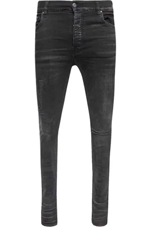 AMIRI Slim-fit versleten -logo verouderde zwarte denimjeans