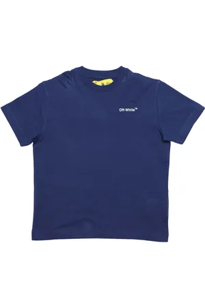 OFF-WHITE Off White Juniors Logo Industrial T-shirt in marinegeel voor jongens