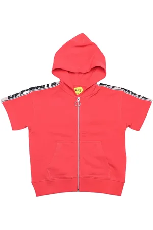 OFF-WHITE Off White Juniors Logo Band Zip Hoodie voor meisjes in rood, zwart