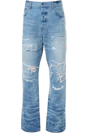 AMIRI Aloha Patch Straight Fit vervaagde indigoblauwe denimjeans
