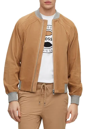 HUGO BOSS Heren Merforate Leren Jas in
