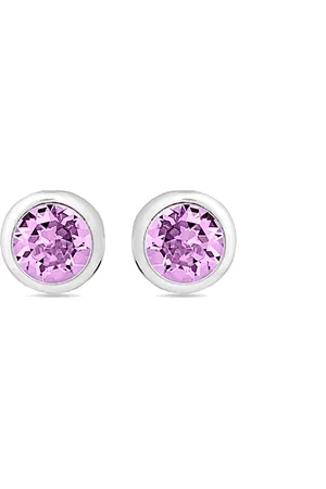 Luxenter Essentiële oorbellen in 925 sterling zilver en amethist zirkonia met gerhodineerde afwerking