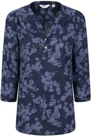 Mountain Warehouse Dames/Dames Petra Gebloemd 3/4 Mouw Shirt (Marine)