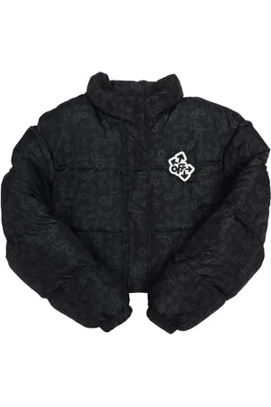 OFF-WHITE Meisjes Off White Juniors Allover Print Nylon Crop Puffer Jacket in