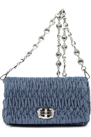 Miu Miu Mini Crystal Chain Flap Clutch Crossbody Schoudertas