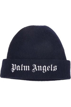 Palm Angels Accessoires Juniors Knit Logo Beanie in Navy-Wit