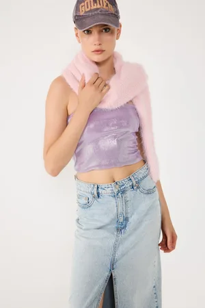 No Matter What Apparel Glinsterende Strapless Crop Top