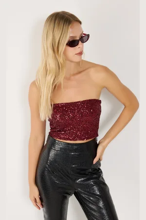 No Matter What Apparel Rode Pailletten Strapless Dames Bustier