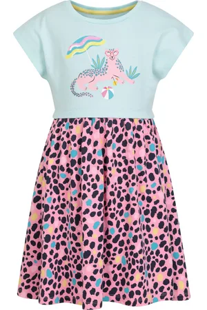 Mountain Warehouse Jurk van organisch katoen met luipaardprint voor meisjes (Lichtblauw)