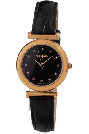 Folli Follie Elegant Lederen Band Kwartshorloge Met Stalen Kast