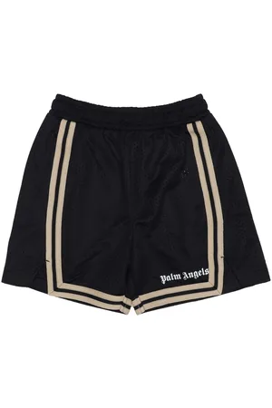 Palm Angels Juniors Mesh Shorts met logo voor jongens in zwart-wit