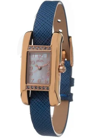 Folli Follie Lederen Horloge Met Roestvrijstalen Kast En Kwartsuurwerk