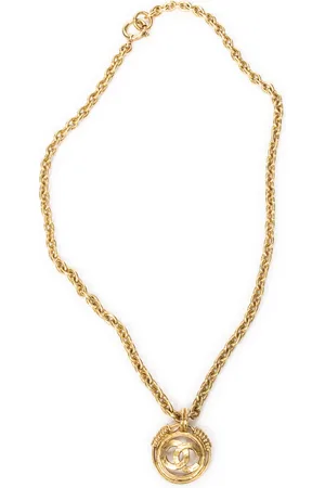 CHANEL CC Round Pendant Chain Necklace Ketting