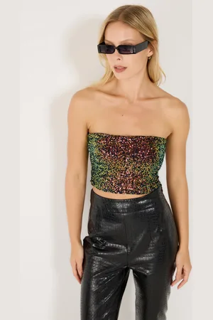 No Matter What Apparel Kleurrijke Pailletten Strapless Bustier Vrouwen