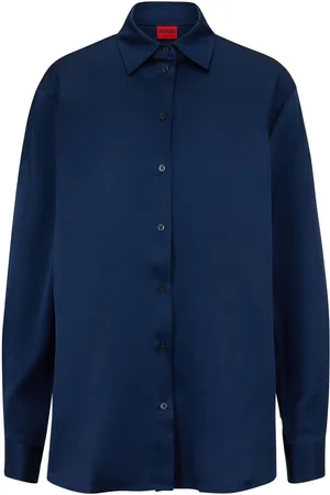 HUGO BOSS Dames Ecosy Blouse in Donkerblauw