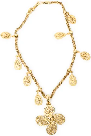 CHANEL Clover Charm Necklace Ketting
