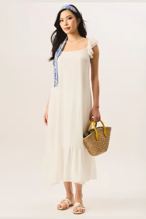 Gini London Maxi-jurk met korte mouwen en ruches