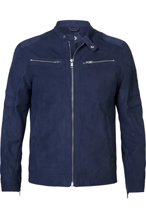 Petrol Industries Heren PU Bikerjack Aquaroam - Blauw