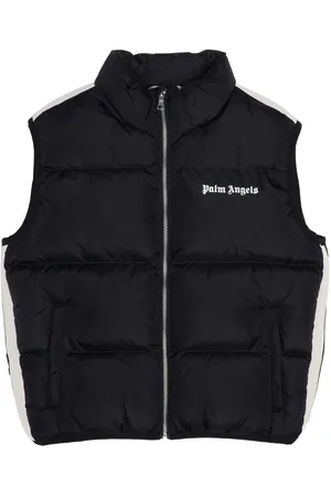 Palm Angels Juniors Logo Padded Track Vest in Zwart-Wit voor jongens