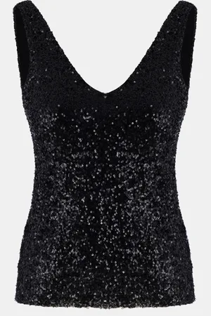No Matter What Apparel Zwarte Pailletten V-Hals Blouse