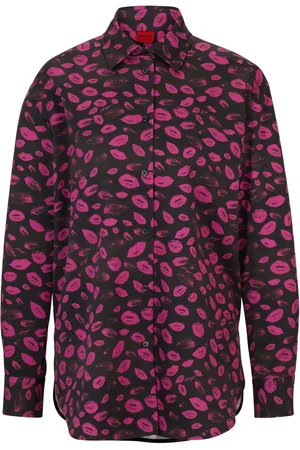 HUGO BOSS Dames The Boyfriend Relaxed-Fit Blouse in paars