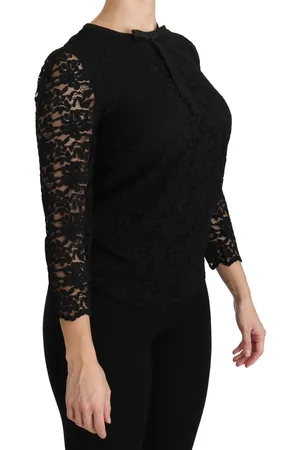 Dolce & Gabbana Zwarte Kanten Top Met Strikdetail