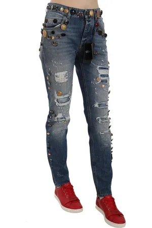 Dolce & Gabbana Verfraaide Spijkerbroek Met Versleten Details