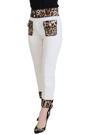 Dolce & Gabbana Dames Panterprint Trimmed Rose Brokaat Broek