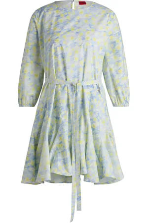 HUGO BOSS Dames Jurk Karomalla-1 Printed-Cotton in Multi colour