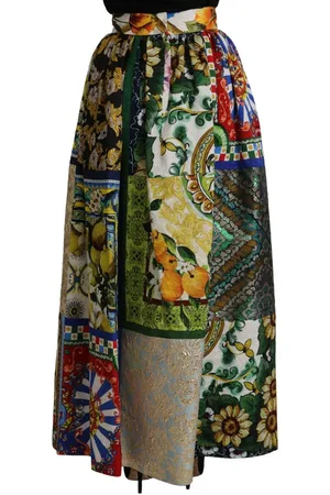 Dolce & Gabbana Multicolor Silk Patchwork Maxi Rok Voor Dames