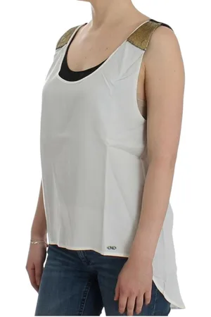 Costume National Kostuum National Pailletten Schouder Tank Top Wit